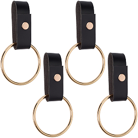 4шт. держатель для полотенец из искусственной кожи, с железными кольцами для ключей и защелками