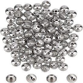 100pcs 304 perles en acier inoxydable, rond cannelé