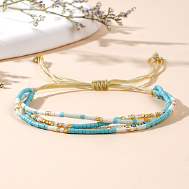 Браслеты из бисера и стеклянных бусин, многожильные браслеты для женщин, колонка