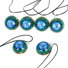 Resin Pendant Necklaces, Flat Round
