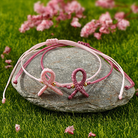 Браслеты из вощеного шнура для женщин, профилактика рака груди, осведомленности ленты