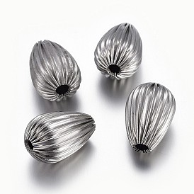 304 Stainless Steel Corrugated Beads, Drop