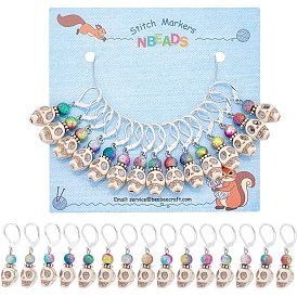 15шт. 15 цветной синтетический магнезитовый череп и акриловый маркер с подвеской из бисера, с латунными рычажными серьгами и пластиковыми ушными гайками