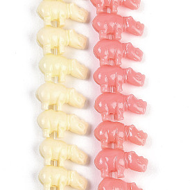 Synthetic Coral Dyed Carved Beads Strands, Rhinoceros