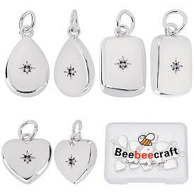 12 шт 3 стили латунные микропаве прозрачные кубические циркониевые подвески, прелести смешанных форм, без кадмия и без свинца