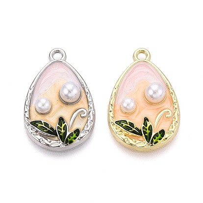 Стойки обшивки сплава эмали подвески, слеза и лист, с ABS имитации жемчуга