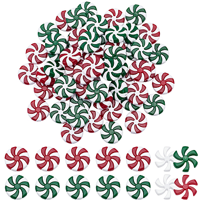 60 шт 2 цвета пластиковые бусины, рождественские конфетные украшения, плоский круглый с леденцом