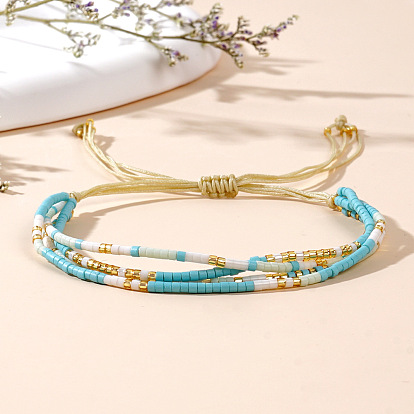 Браслеты из бисера и стеклянных бусин, многожильные браслеты для женщин, колонка