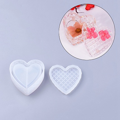 Silicone Storage Box Molds, Resin Casting Molds, For UV Resin, Epoxy Resin Jewelry Making, Heart