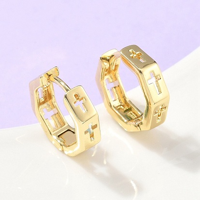 Полые крестообразные латунные серьги-кольца, стойки покрытие, без свинца и без кадмия, долговечный