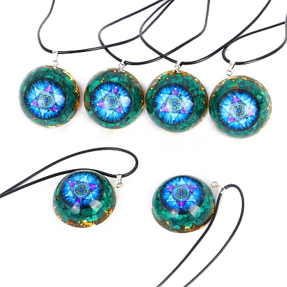 Collares pendientes de resina, plano y redondo con estrella de david