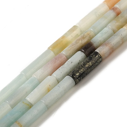 Нити бусин из амзонита с натуральными цветами, колонка