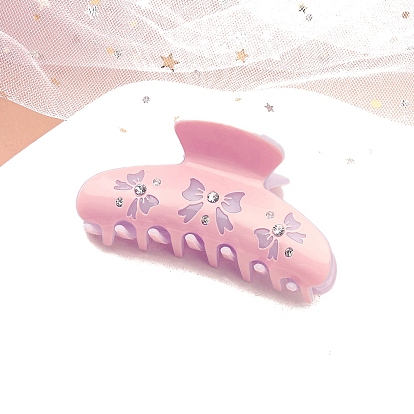 Заколки-клочья для волос из акрила с узором «бантик» и кристаллами-стразами