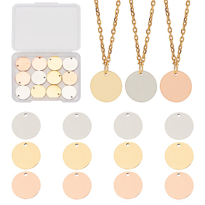 12 шт. 3 цвета 201 подвески из нержавеющей стали, плоский круглый шарм