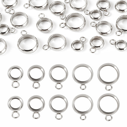 20Pcs 5 Styles 201 Stainless Steel Tube Bails, Loop Bails, Ring Bail Beads