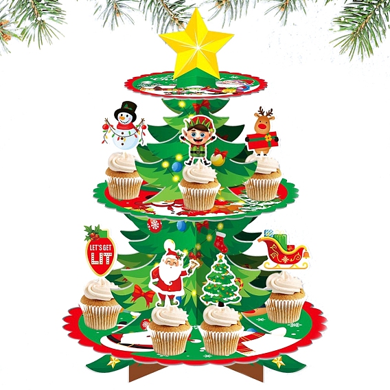 Рождественская елка, многослойная подставка для кексов, Десерт, чашка, торт, подставка, башня для украшения дня рождения, свадьбы, вечеринки
