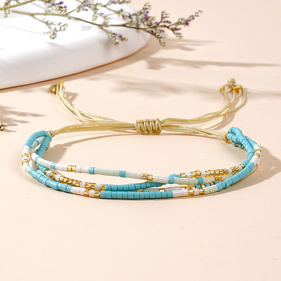 Браслеты из бисера и стеклянных бусин, многожильные браслеты для женщин, колонка