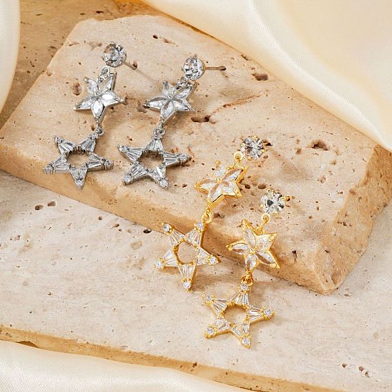 Серьги с пентаграммой из полого медного циркония, элегантные и модные серьги-гвоздики