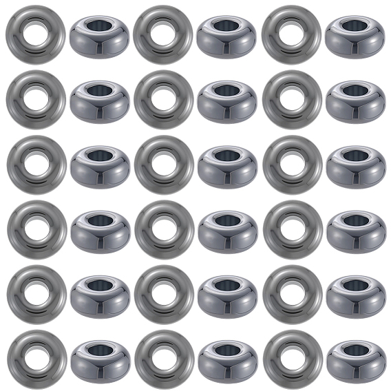 40шт синтетические немагнитные гематитовые европейские бусины, бусины с большим отверстием, рондель