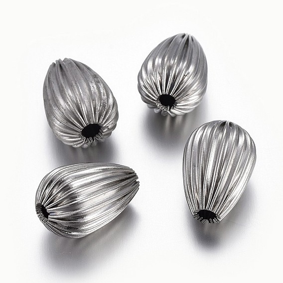304 Stainless Steel Corrugated Beads, Drop