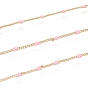 Handmade Brass Curb Chains, Heart Link Chains, with Enamel and Spool, Unwelded, Long-Lasting Plated, Cadmium Free & Nickel Free & Lead Free, Real 18k Gold Plated