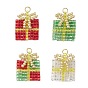4 шт. 4 Цвета стеклянных бусин, подвески для рождественского подарка, с 304 кольцами из нержавеющей стали, реальный 18 k позолоченный