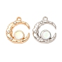 Alloy & Resin & Rhinestone Pendants, Crescent Moon Charms, with Iron Loops