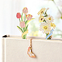 Marque-pages fleur en métal avec chaîne pendentif dorée, Cadeau de signet creux en émail de laiton pour les amateurs de livres, enseignants, lecteur, marguerite/lys/tulipe