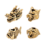 4Pcs 4 Styles Brass European Beads, Large Hole Beads
