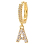 Clear Cubic Zirconia Initial Letter Dangle Hoop Earrings, Golden Brass Jewelry for Women