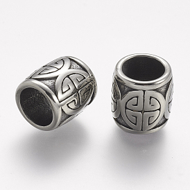 304 Stainless Steel Beads, Large Hole Beads, Barrel