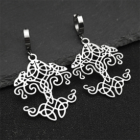 304 Stainless Steel Hoop Earrings for Women, Triquetra Knot Amulet Tree Of Life