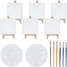 Drawing Supplies Sets, with Folding Wooden Easel Sketchpad, Plastic Art Brushes Pen Value Sets and Watercolor Oil Palette