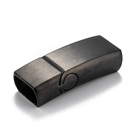 316 Surgical Stainless Steel Magnetic Clasps with Glue-in Ends, Frosted, Rectangle