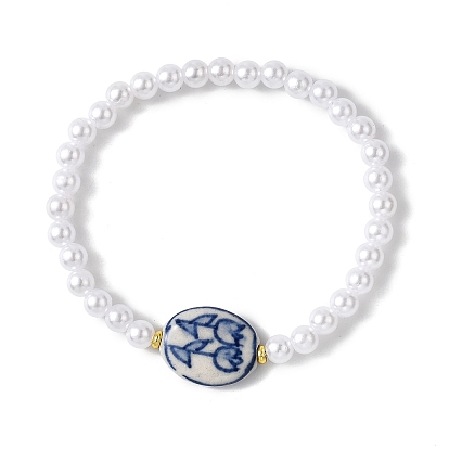 Браслеты из искусственного жемчуга и фарфоровых бусин ручной работы из АБС-пластика, эластичные браслеты для женщин