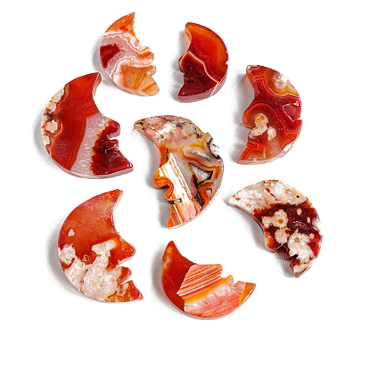 Natural Cherry Blossom Agate Display Decorations, for Home Office Desk, Moon