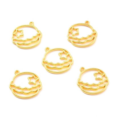 Alloy Open Back Bezel Pendants, for DIY UV Resin, Epoxy Resin, Pressed Flower Jewelry, Cadmium Free & Lead Free, Planet