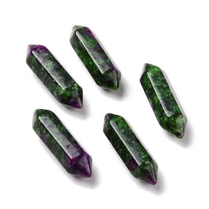 Natural Ruby in Zoisite Healing Stones, Reiki Energy Balancing Meditation Therapy Wand, No Hole, Faceted, Double Terminated Points