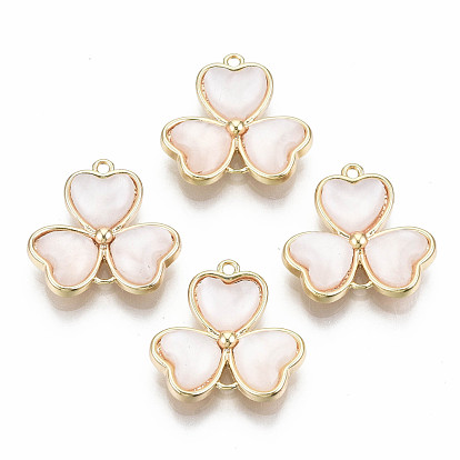 Соединители латунные звенья, с кошачий глаз, без никеля , 3 листовой клевер