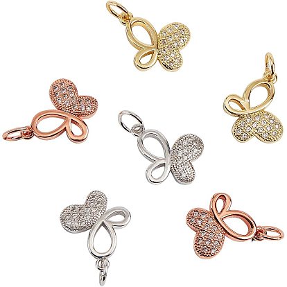 Brass Micro Pave Cubic Zirconia Pendants, Butterfly
