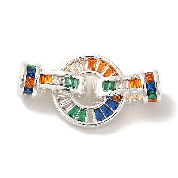 Покрытие стойки латунь паве фианиты складные застежки, долговечный, без кадмия и без свинца, плоско-круглые