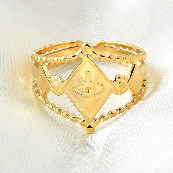 Ромб с дурным глазом 304 манжеты из нержавеющей стали, ионное покрытие (ip) открытые кольца