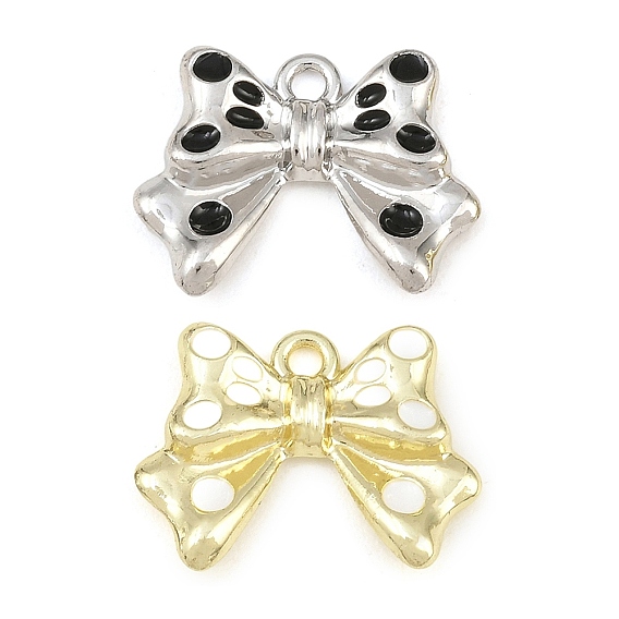 Alloy Enamel Pendants, Bowknot Charms, Rack Plating