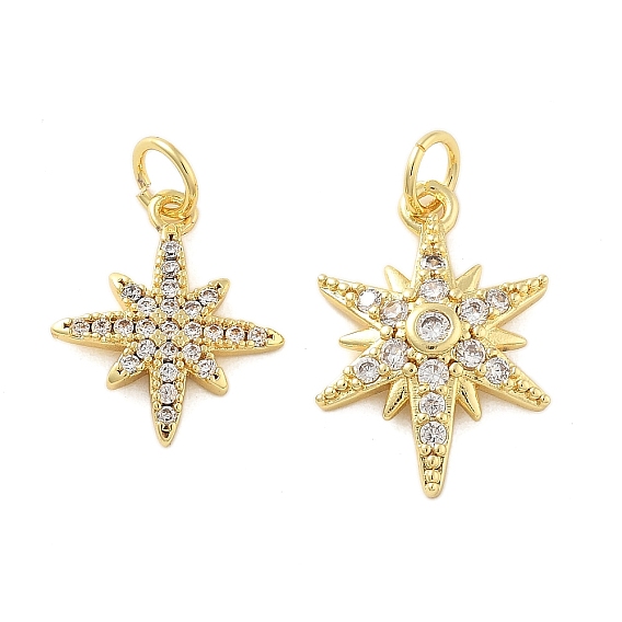 Латунные микро проложить кубического циркония подвески, звезда, без свинца и без кадмия, долговечный, стойки покрытие, с целью перехода в кольце