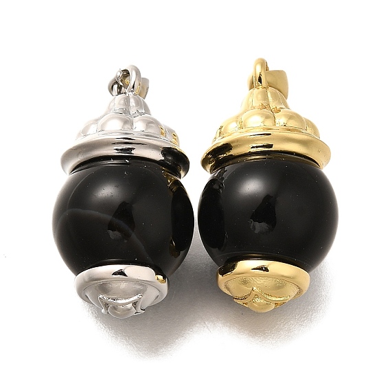 Подвески из латуни и натурального черного агата (окрашенного и нагретого), круглые подвески, без кадмия и без свинца, долговечный, стойки покрытие