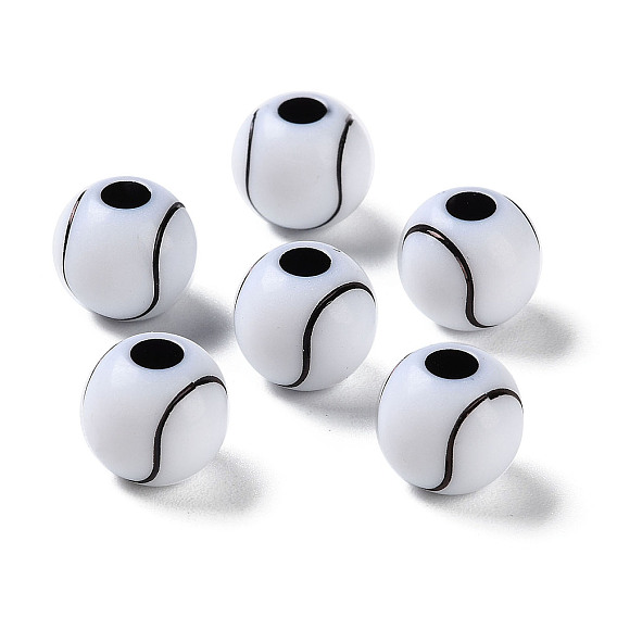 Opaque Acrylic European Beads, Craft Style, Large Hole Beads, Tennis