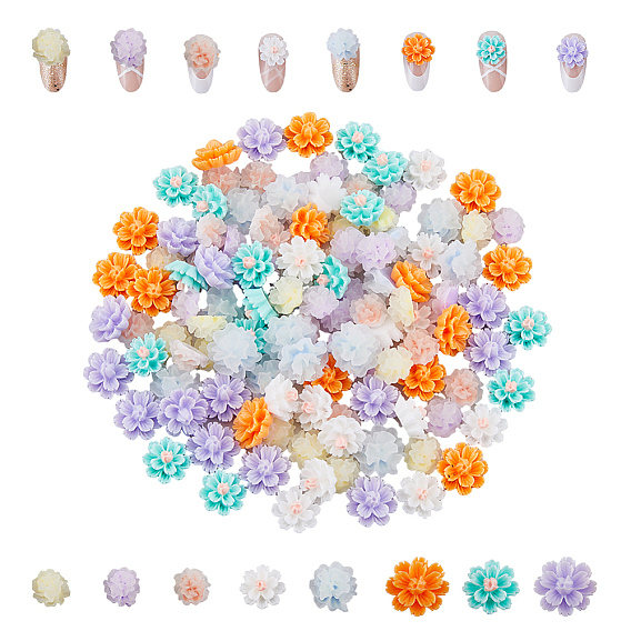 120шт 8 стили цветок смоляные кабошоны, светится в темноте, аксессуары для нейл-арта украшения