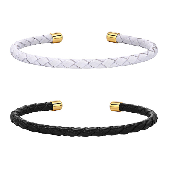 Imitation Leather Twist Rope Cuff Bangle, with Stainless Steel Findings