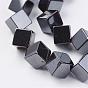 Non-magnetic Synthetic Hematite Beads Strands, Diagonal Cube Beads