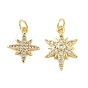 Латунные микро проложить кубического циркония подвески, звезда, без свинца и без кадмия, долговечный, стойки покрытие, с целью перехода в кольце